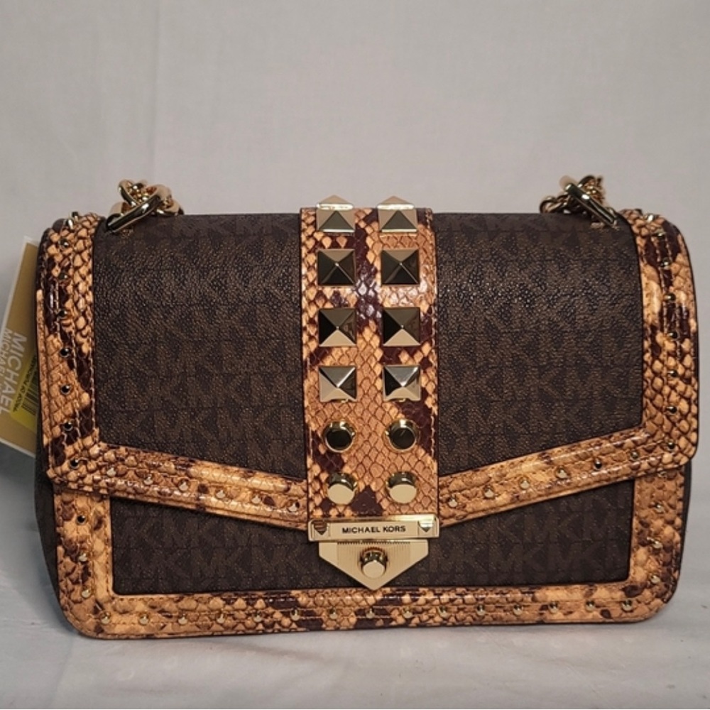 Micheal Kors Shoulder Bag Signature logo-print canvas .